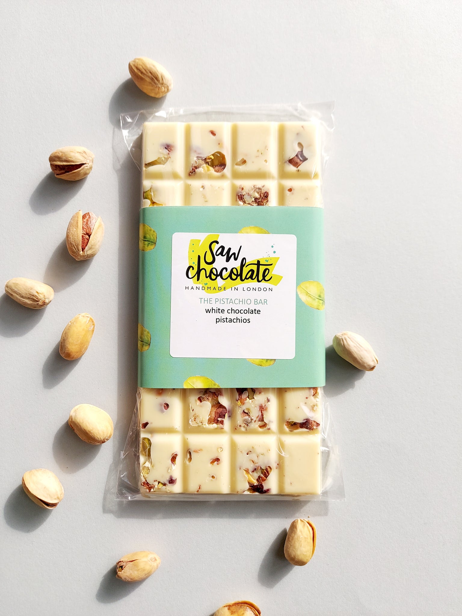 White Chocolate Bar with Pistachios 100 gr Perle di Sole