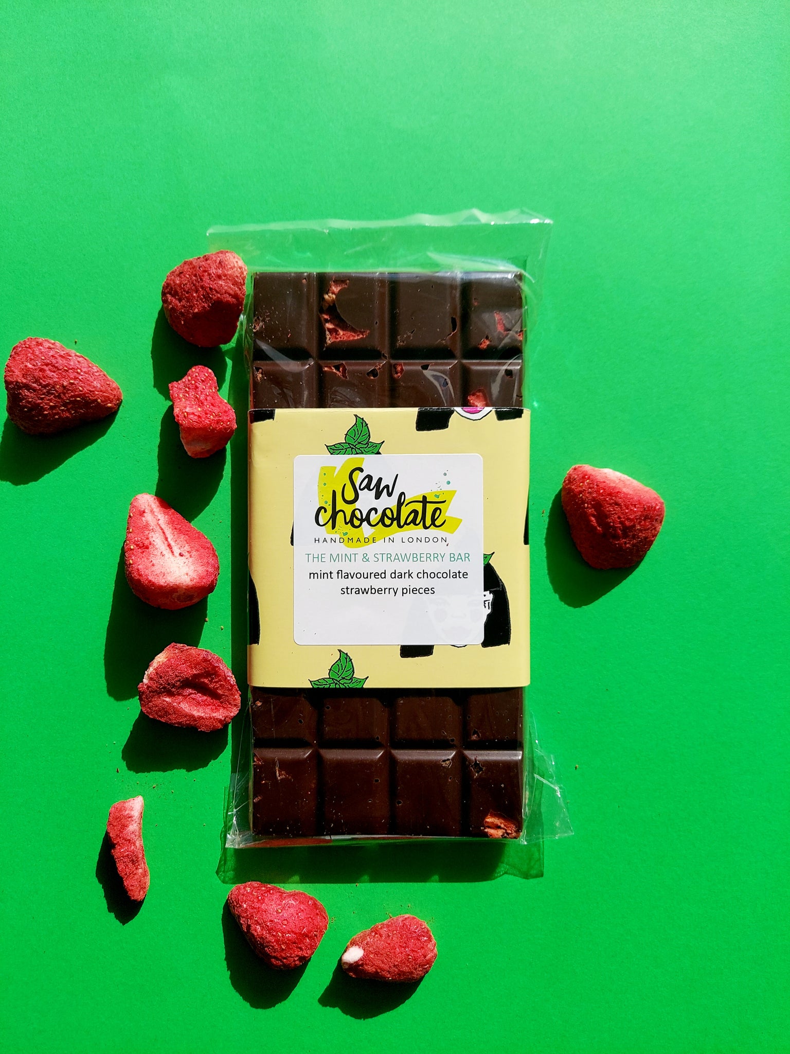 Large Mint & Strawberry Bar - Dark